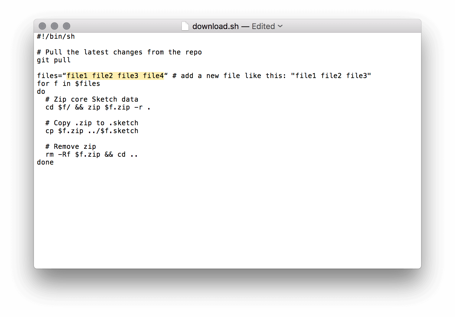 How to add your Sketch files into the file download.sh script.