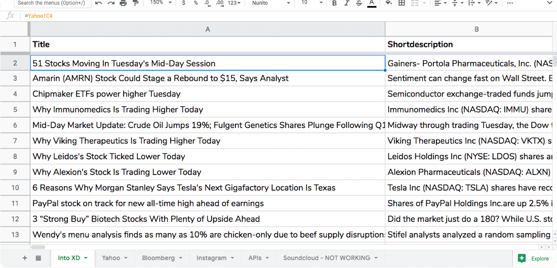 Design with live data in adobe XD with various online services