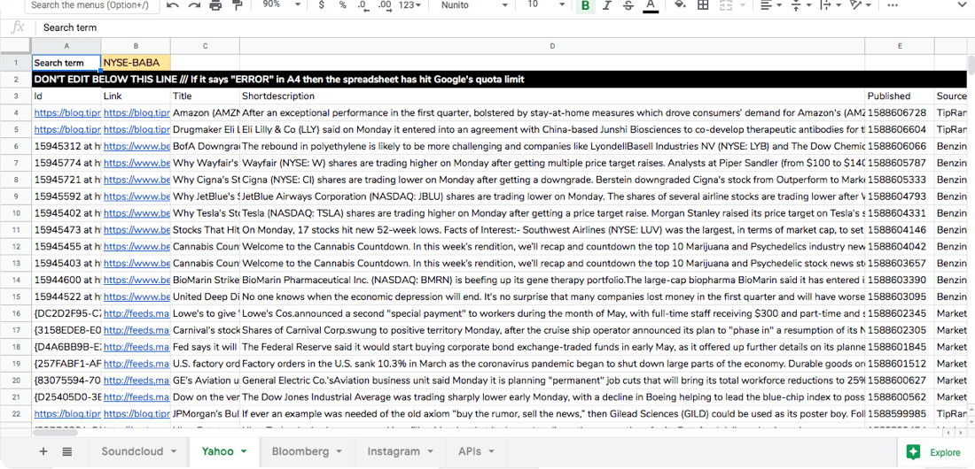 Design with live data in adobe XD with Yahoo Finance