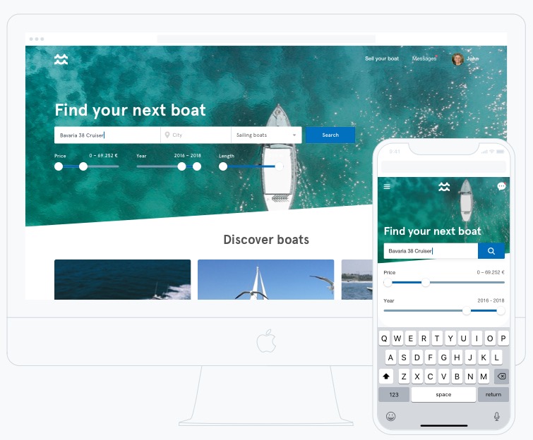 A fresh looking UI for yacht classifieds website